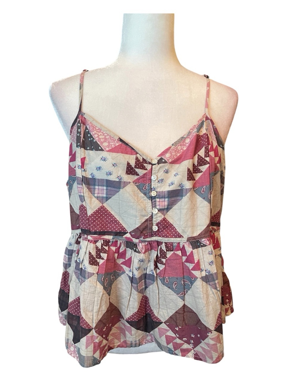 NWT Lucky Brand x Laura Ashley Limited Edition Patchwork Peplum Top L